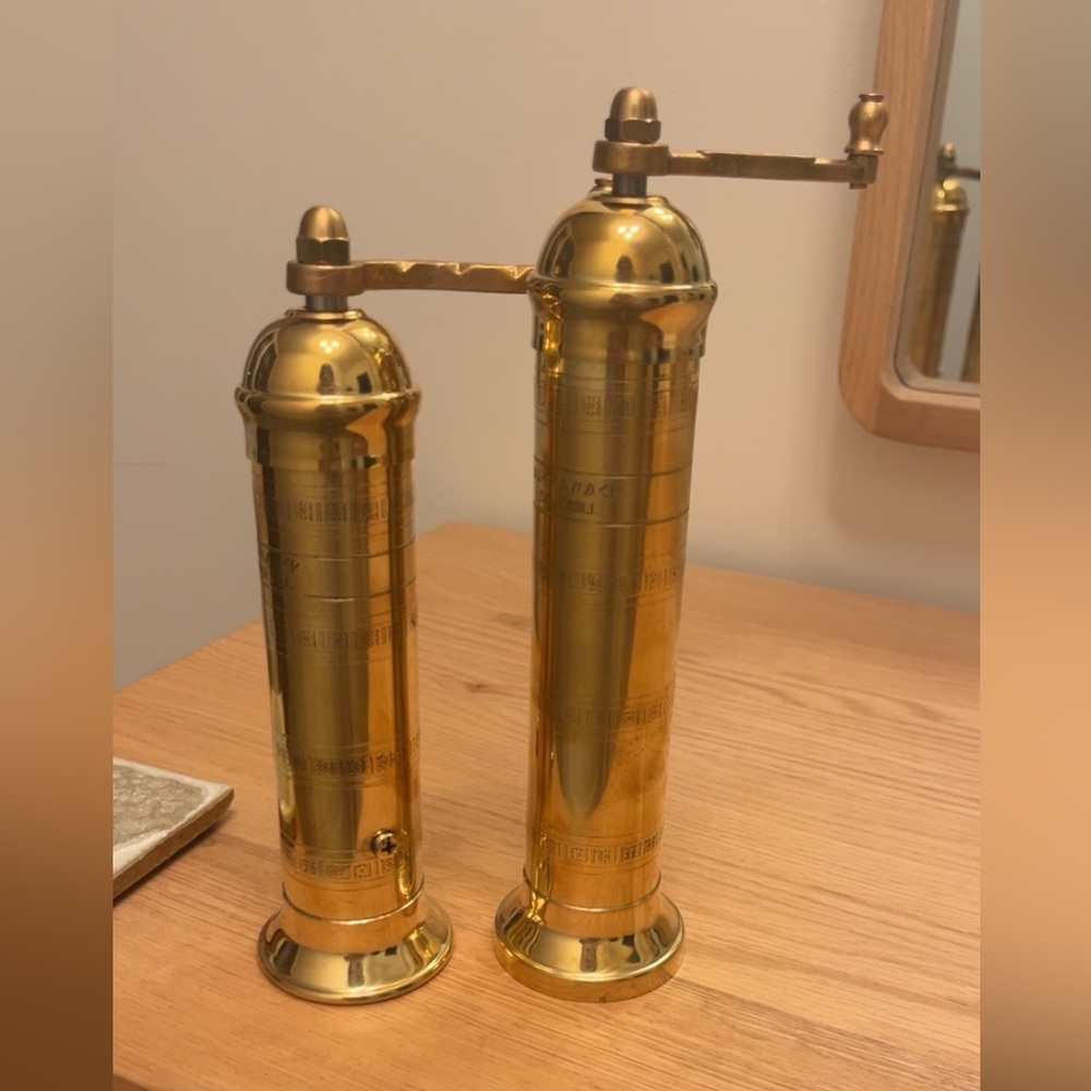 Brass Pepper and Salt Mill Set